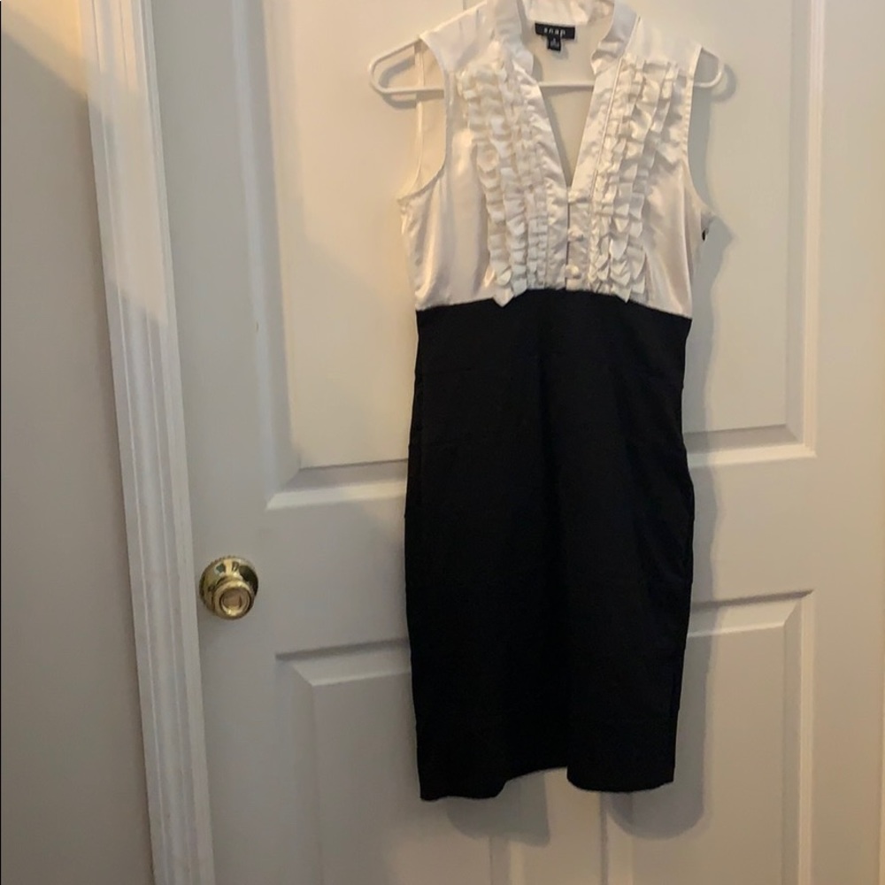 white and black work dress